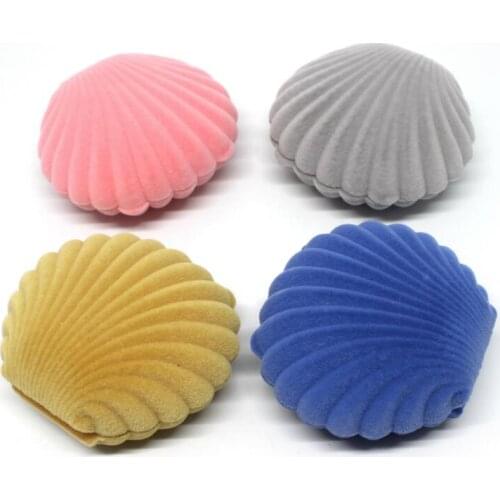 10pcs/lot Hot Sales 2020 Cute Flannel Velvet Beach Shell Gift Boxes For Earrings Necklace Bracelet Ring Display Jewelry Box
