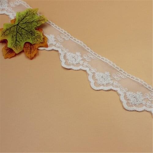 10 yard 4.5cm 1.77" wide ivory beige gauze mesh tulle cotton embroidered tapes lace trim ribbon fabric 1029441QL4K593