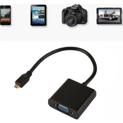 1080P Micro HDMI male to VGA Female Video Cable Converter Adapter for PC Laptop Black Wholesale