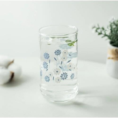 230ML Japanese and Korean Glass Bellflower Flower Yellow Flower Cup Heat-resistant Milk Cup Coffee Cup Juice Cup Thickened Cup