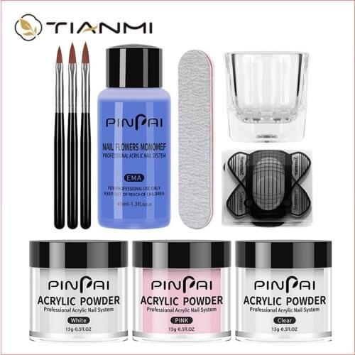 TIANMI Acrylic Powder Set Gel Nail Polish Set Nail Kit Liquid Set with Nail Brush Nails Art Decoration Extension Manicure Tools