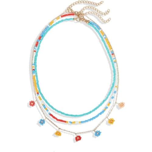 Bohemian Beads Necklace for Women Wedding Flower Charm Layers Choker Collar Cute Statement Necklace Wholesale Jewelry Gift
