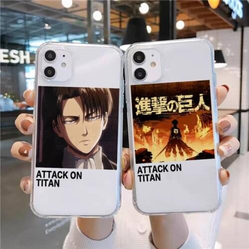 Hot Attack on Titan anime Phone Case Transparent for iPhone 11 12 mini pro XS MAX 8 7 6 6S Plus X 5S SE 2020 XR