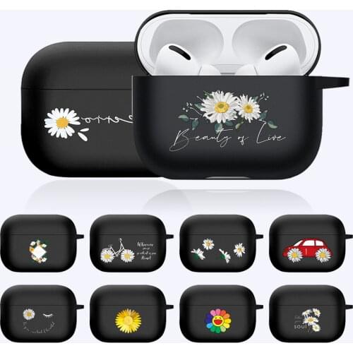 Protective Case for Apple AirPods Pro Anti -cratch Daisy Series Matte Black Earphone Case Silicone Dust-proof Earphone Sleeve