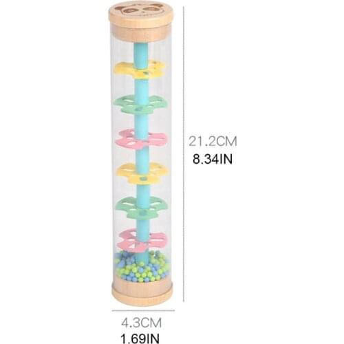 P31B Colourful Beads Flow Down Tube Rain Stick Musical Toy Vivid Raindrop Sound Beautiful Visual Experience