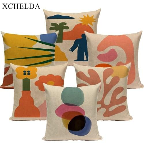 Cartoon Art Pillow Cover Decorative Case Cushion Cover 45*45 40*40 Plant Throw Pillowcase Linen Home Decor for Sofa Bed