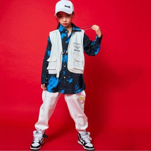 Kids Hip Hop Clothing Sleeveless Jacket Tops Shirt Sweatshirt Cargo dancing Pants for Girls Boys Jazz Dance Costume Clothes