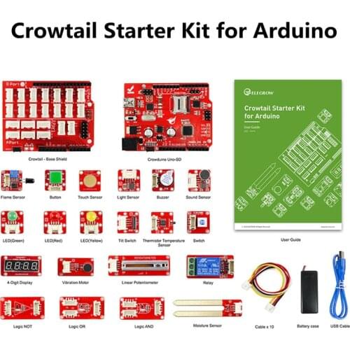 Elecrow Upgraded Electronic Component DIY Kit Crowtail Starter Kit Programing Learning Kit for Arduino Beginner with 22 Lessons