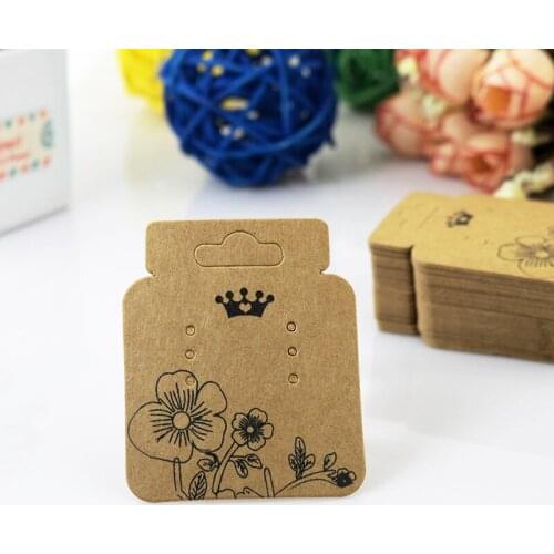 100pcs 5.2*4.5cm Brown earring packing card Printing paper Jewelry Packaging Card