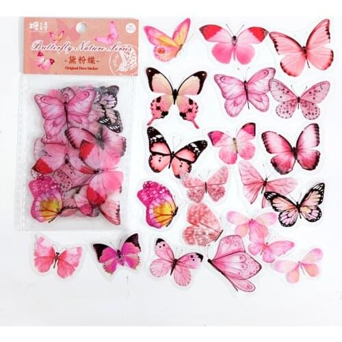 40 pcs/Pack Butterfly Collection Retro Art Handbook Diary DIY Decoration PET Sticker for Album Journey Book
