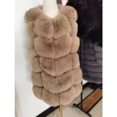 Hot Sale Women Winter Fashion Classical Real Fox Fur Vest Natural Super Soft Fluffy Hairy Fox Coat Fur Jacket