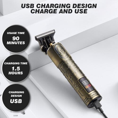 Mens Hair Clipper Waterproof Rechargeable Cordless Hair Beard Trimmer Kit with LED Display 3 Limit Combs for Zero Gap Baldhead