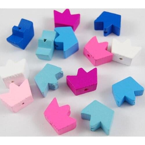 Missxiang 18*13MM 20pcs/lot Mixed Crown Wood Beads Pattern Wooden Spacer Beads for Jewelry Making DIY Kids Toys & Pacifier Clip