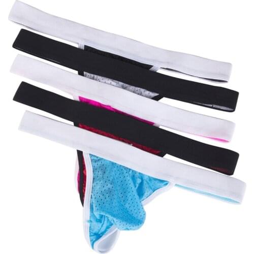 FLORATA Sexy Men Bikini Mesh Thong Panty Underwear Mesh Underpants Comfortable Breathable Thong Panties 5 Colors