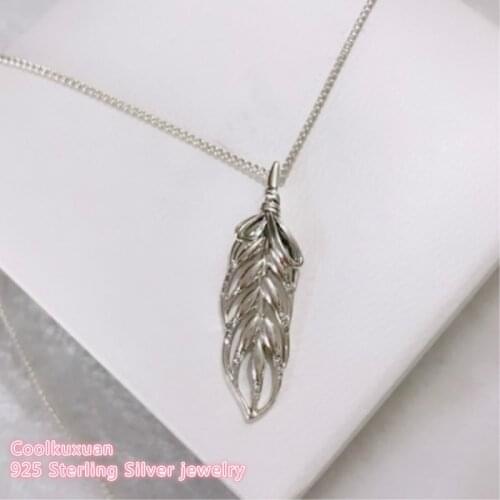 Autumn 100% Original 925 Sterling Silver Floating Grains Necklace, Clear CZ For Women Jewelry
