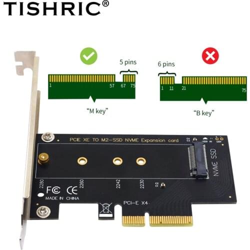 TISHRIC M.2 NVME to PCIE SSD NVME Adapter SATA M2 4X 8X 16X PCI-E PCI Express Riser Card For PC Chia Mining Add On Cards