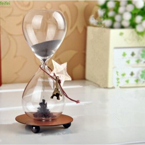 Hand-Blown Hourglass Creative Magnetic Sand Timer Clock Ampulheta Home Decoration Crafts Valentines Day Present