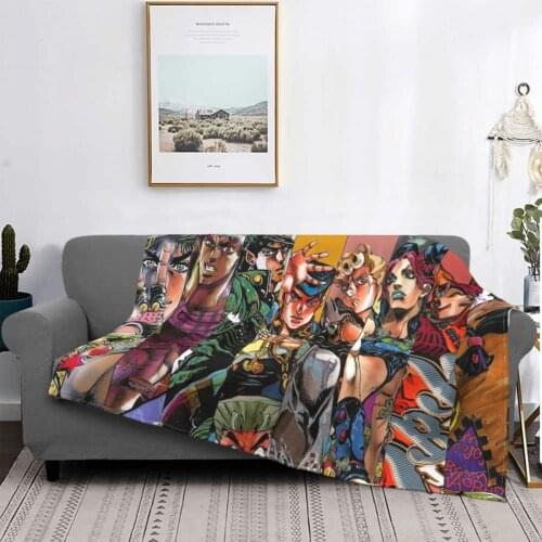 Jojos Bizarre Adventure Blankets Velvet Summer Anime Portable Lightweight Throw Blankets for Bed Car Bedspreads