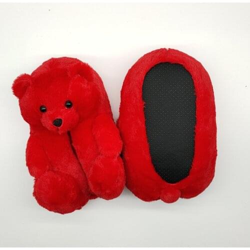 Teddy Bear House Slippers Women Home Indoor Soft Anti-slip Faux Fur Cute Fluffy Pink Slippers home slippers cartoon slippers