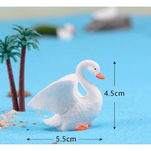 Mini Animal Figurine Resin Goose Swan Model Decoration Micro-landscape Fairy Garden Ornament for Fish Tank Bonsai Home