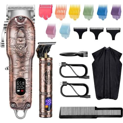 Professional powerful 10W hair clipper comb kits LCD Display electric hair trimmer for men barber cordless haircut machine