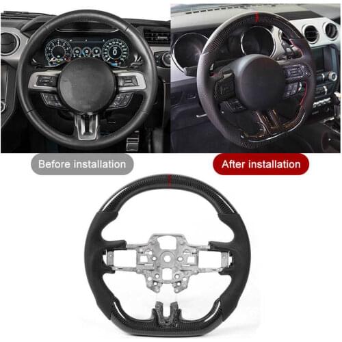 Carbon Fiber Steering Wheel Preforated Leather Stitching 2019 2020 Fit For Ford Mustang EcoBoost GT Shelby GT350/GT350R