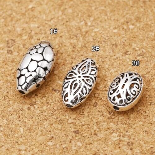 S925 Silver Ornaments Diy Accessories 10 MM Hollow Out Olive Isolation Flat Beads