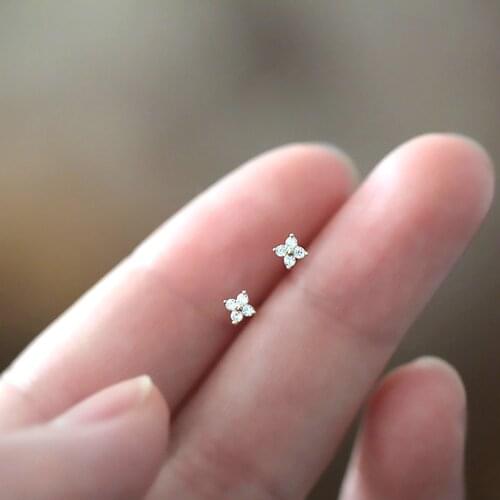 Earring for Women 925 Sterling Silver Fashion Crystal Floret Earrings Female Exquisite Student Girlfriend Jewelry Accessories