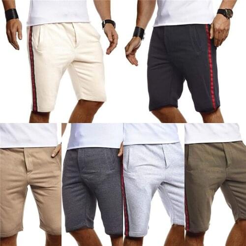 Mens Shorts Summer Mens Solid Knee-length Shorts Cotton Casual Male Sports Fitness Training Shorts Plus Size