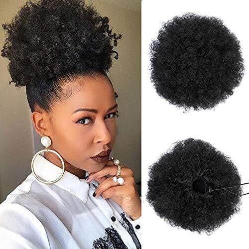 Synthetic Short Afro Kinky chignon postiche afro Bun Drawstring PonyTail Clip in Hair Extension on Puff Hair Bun