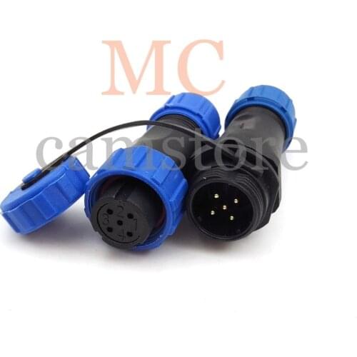 SP13 5 pins waterproof connector, IP68 Plug-female and socket-male 5 wire solder connectors, LED power cable bulkhead connector
