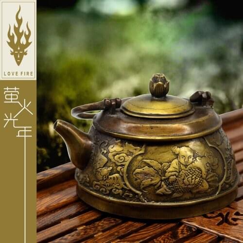 Ancient Chinese ornaments fine brass sculptures sculptures of tea teapots