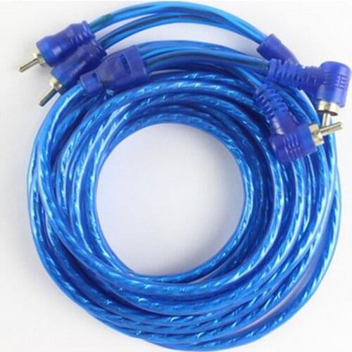 Converter Amplifier Subwoofer Pure Copper Auto Stereo Audio Cable 5M Blue 2RCA Cable Amplifier Subwoofer Car Audio Amplifier