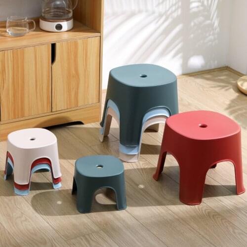 Thickened plastic Small bench bathroom stool footstool Non-slip square stool for adult children bathroom shower seats S/M Size