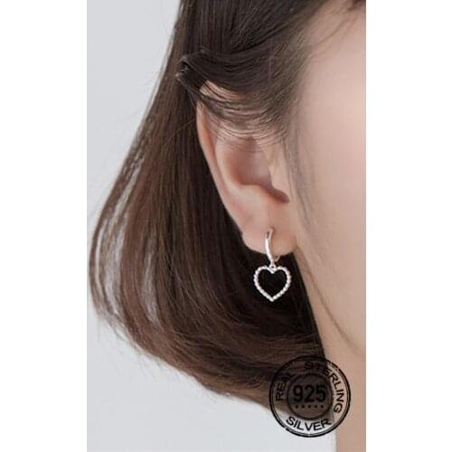 Heart Drop Earrings For Women 925 Sterling Silver New Trend Hot Sale Fashion Girl Personality Friendship Present Jewelry INEFFA