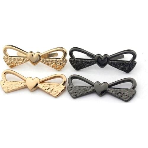2pcs Metal Heart Bowknot Buckle Fashion Decoration Shoes Clasp for Handbag Bag Garments Hardware Closure Bag Parts Accessories