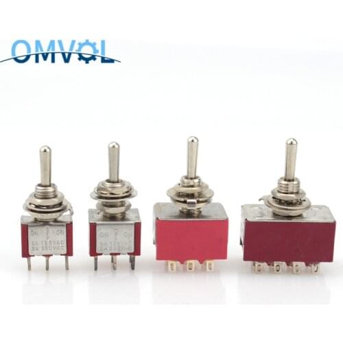 1pcs 6mm Momentary toggle switch double side spring return (on)-off-(on) ON-ON /ON-OFF-ON