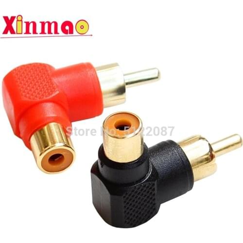 2Pcs 90 Degree RCA Right Angle Connector Plug Adapters Male To Female M/F 90 Degree Elbow Audio Adapter