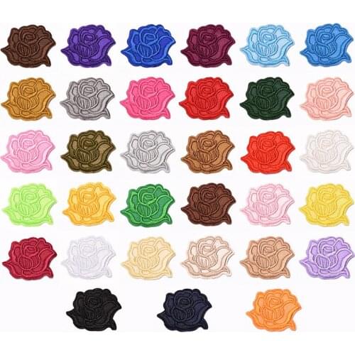 33 colors roses series logo Patches for iron Clothing Jackets DIY Sew on Ironing Embroidery Patch hat T-Shirt badges