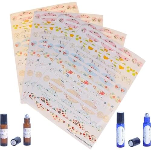 4 Sheets Empty Papers Sticker Labels Sticker Essential Oil Perfume Essence Lotion Cosmetic Cream Bottle Kraft Label Stickers
