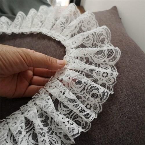 4yard Handmade diy 9 cm wide white doll skirt pleated lace accessories