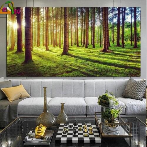 Sunshine and Green Tree Diamond Embroidery Mosaic Natural Forest Landscape full square Diamond Painting for Room Decor