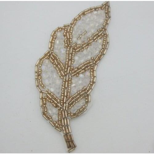 PANONL Maple leaf shape applique beaded 12cm*5cm 8pcs/lot fashion hair ornament accessories
