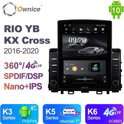 Ownice Android 10.0 Car Radio for Kia RIO YB KX Cross 2016 - 2020 GPS 2 Din Auto Audio System Stereo Player 4G LTE Tesla Style
