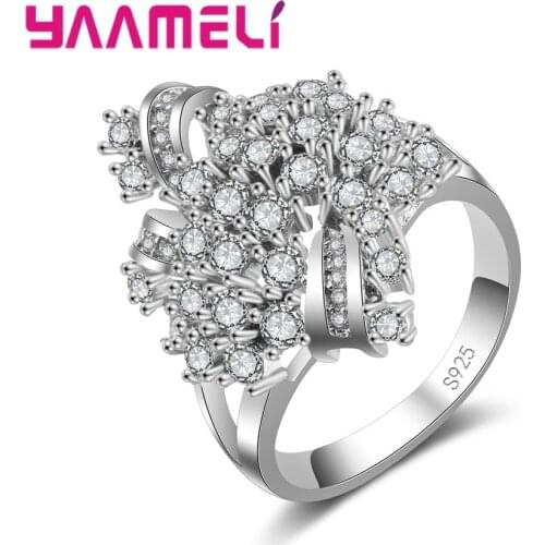 Noble Luxury Shinning Small Crystals Full Paved Women Fashion Rings 925 Sterling Silver Biithday Party Anniversary Gift