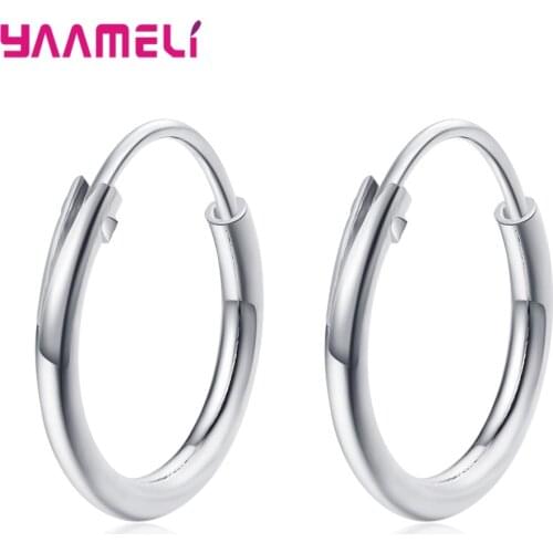 Big Circle Hoop Earrings 12/14/18mm 925 Sterling Silver Simple Loop Pendientes Women Making Components Lead Nickel Free Brincos
