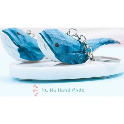 Hand Carved DIY Whale Keychain Cute Wood Carving Pendant For Car Bag Keyring Personality Key Chains Charms Valentines Day Gift