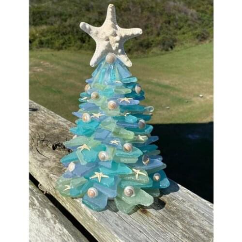 Pre-sale 2022 Christmas Decorations Ocean Beach Resin Ornaments Home Decor Window Paste Stickers Xmas Tree Sculpture Gift 20cm