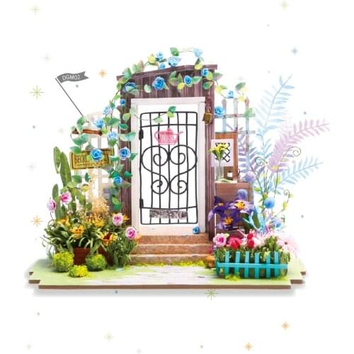 Robotime DIY Garden Entrance Children Adult Miniature Wooden Doll House Model Building Kits Dollhouse Creative Toys DGM02
