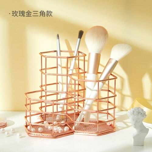 Stationery Metal Gold Rose Desktop Pen Holder For School Boy Girl Gift Office Accessories Organizer Makeup Brush Pencil Box